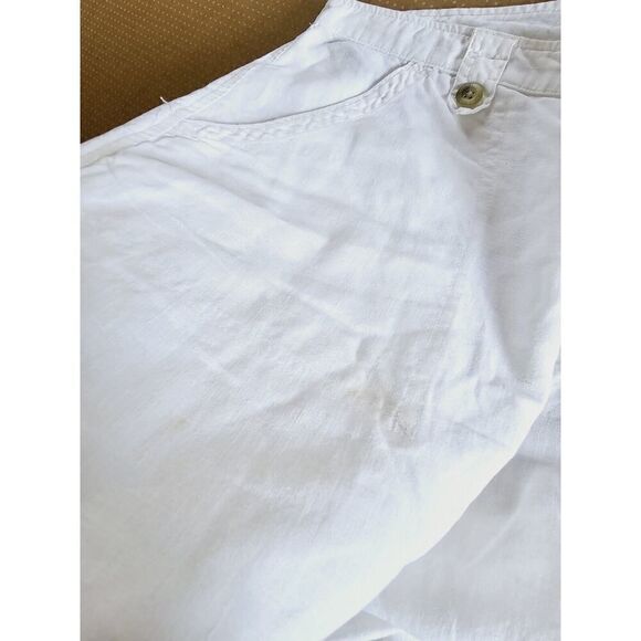 COLUMBIA Linen Wide Leg Pants Womens 12 Khaki Drawstring Straight Linen Cotton - Picture 13 of 13